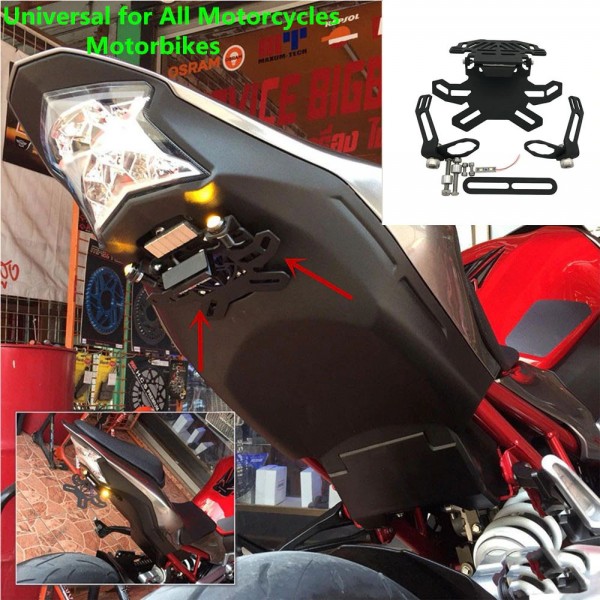 Portatarga per moto portatarga con targa di immatricolazione regolabile universale con accessorio per motocicletta a LED 