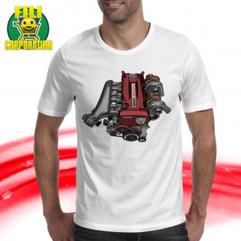 T-SHIRT NISSAN SKYLINE R34 MOTORE RB26 TURBO GODZILLA TUNING FILICORPORATION