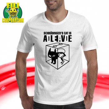 T-SHIRT SCHRODINGER'S GATTO VIVO O MORTI CAT DEAD ALIVE SHELDON