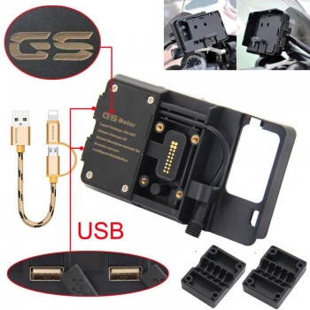 SUPPORTO SMARTPHONE NAVIGATORE BMW R1200GS STAFFA MOTO CELLULARE CARICATORE USB 800GS ETC