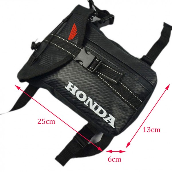 BORSELLO BORSA DA GAMBA HONDA NERO EFFETTO CARBONIO 3D MOTO ZAINO COSCIALE  MARSUPIO VIAGGI RIDE